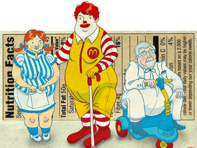 Illustration of Wendy, Ronald, and KFC