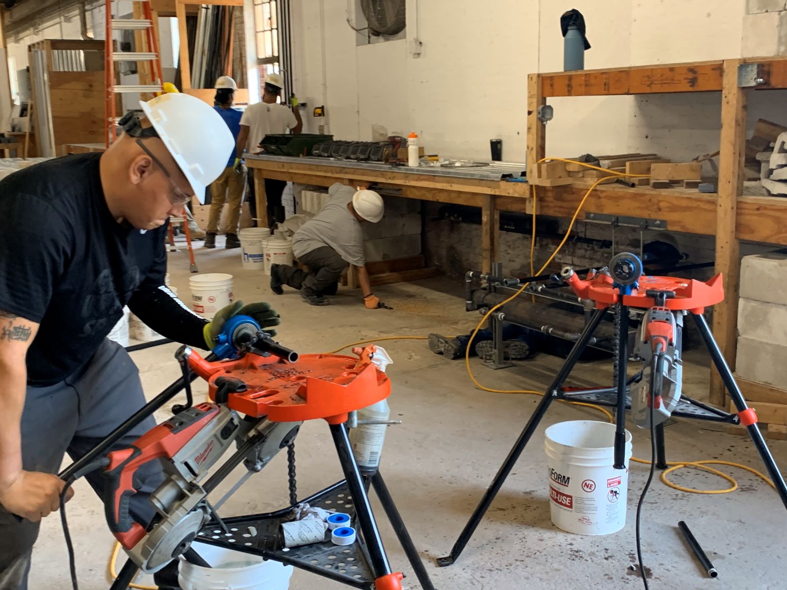 Christian Narvaez in a class at Building Futures, a Providence nonprofit that helps prepare workers for construction jobs. (Mary Lhowe/ecoRI News)