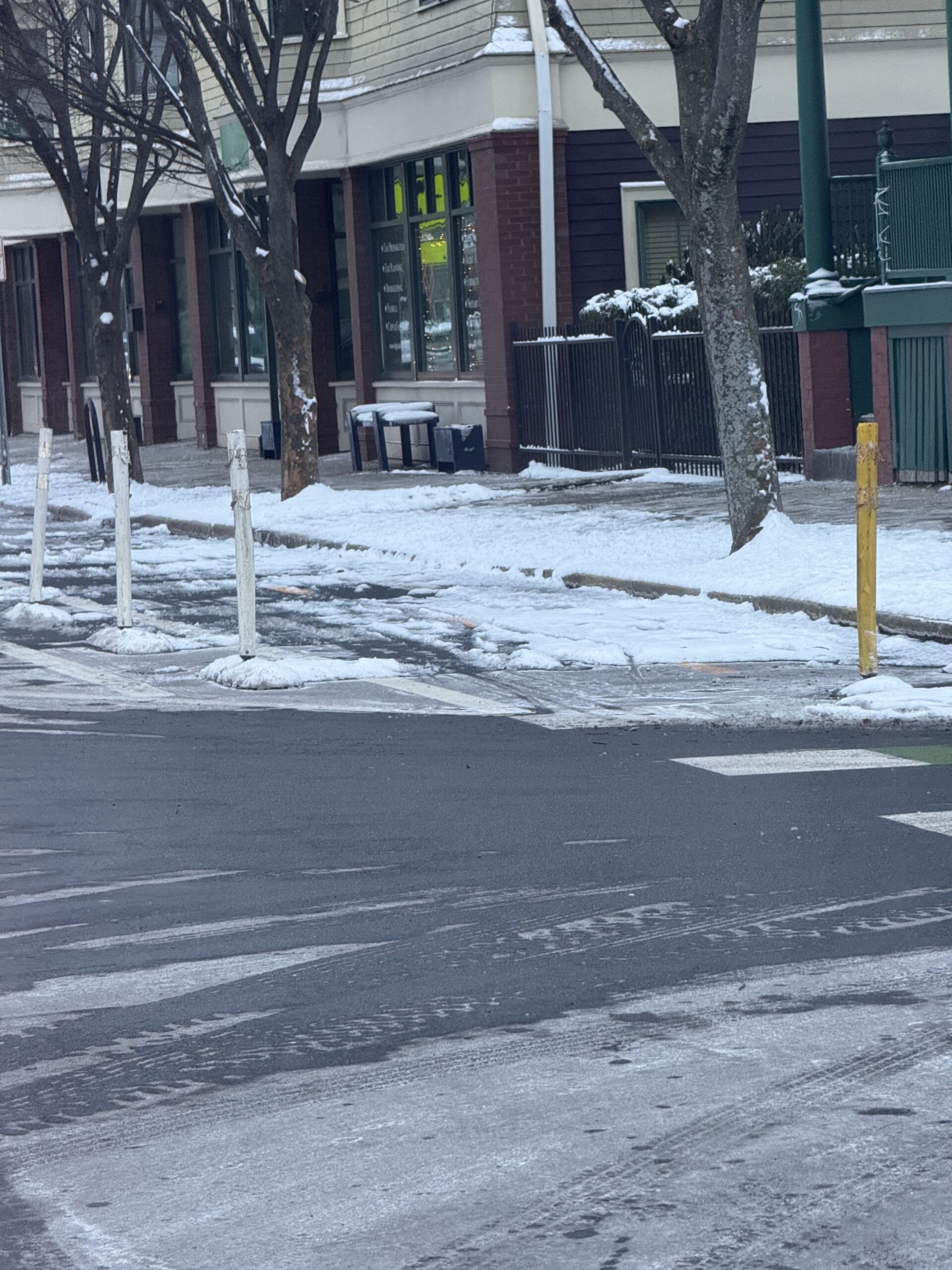 Providence Bike Lane Covered in snow