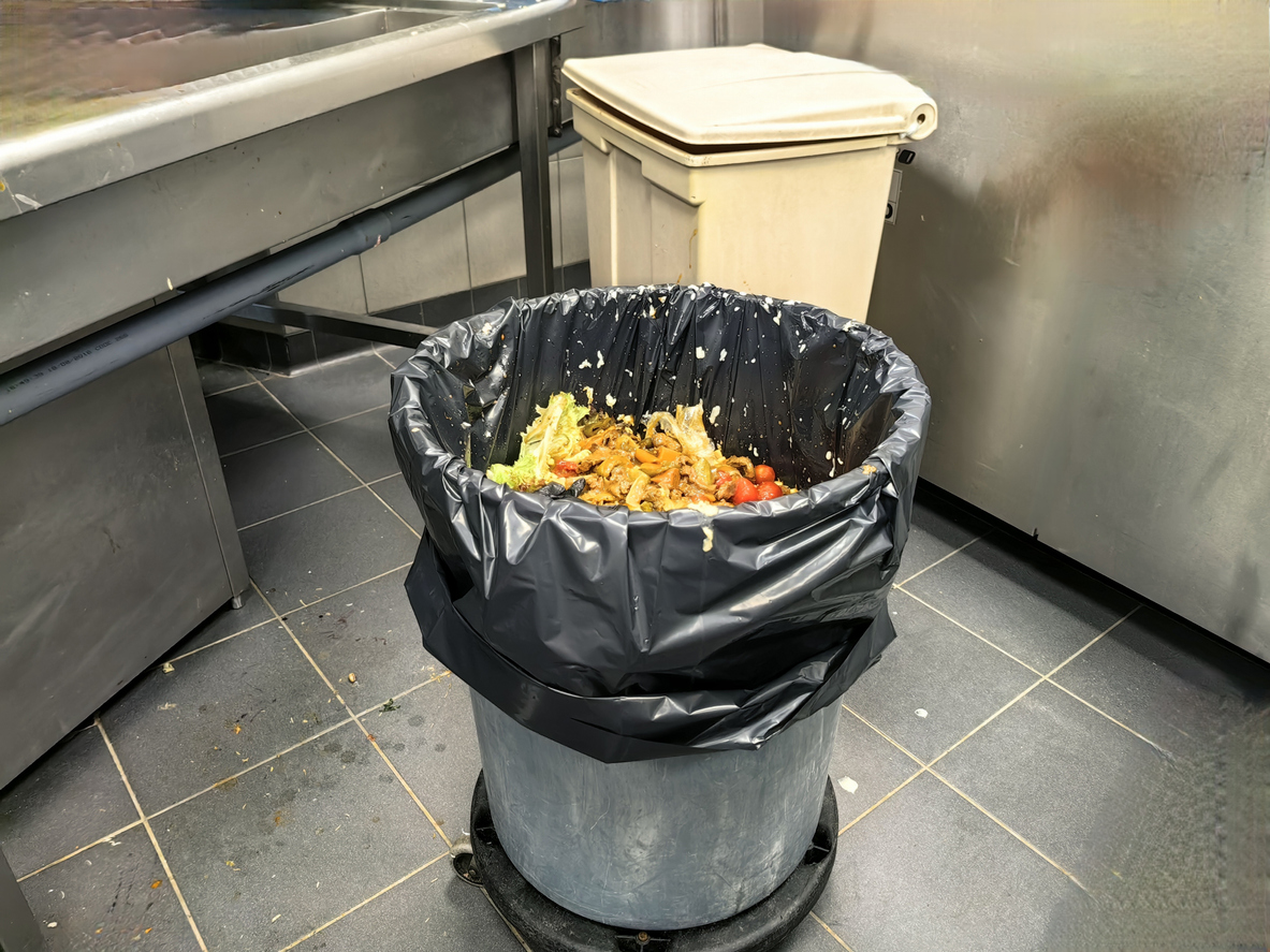 trash can filled with food